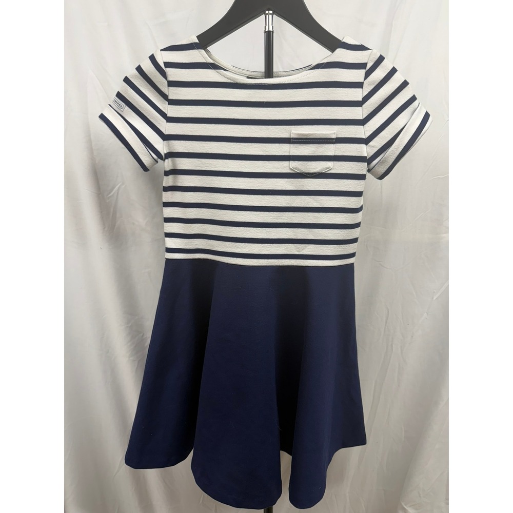 Polo Ralph Lauren Girls Navy and White A-Line Scoop Neck Sailor Dress M 8/10